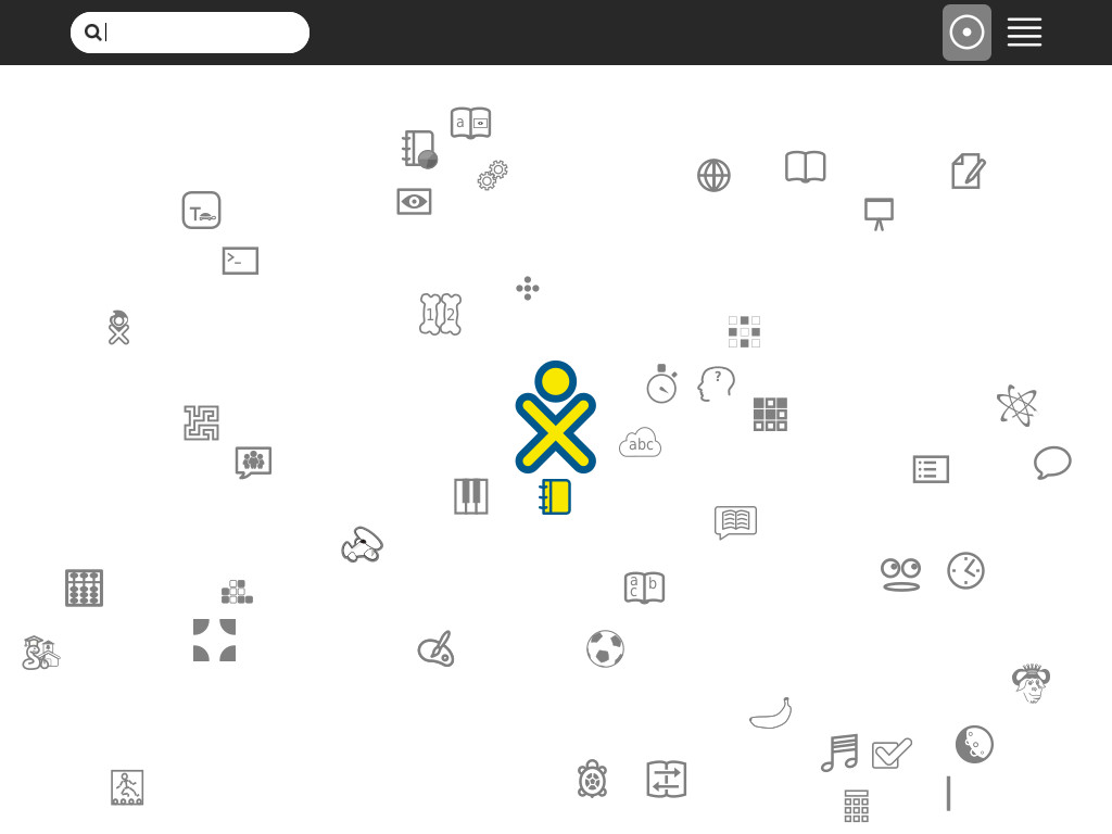 A screenshot of the Sugar Desktop. There is an XO in the middle and icon of a journal underneath.